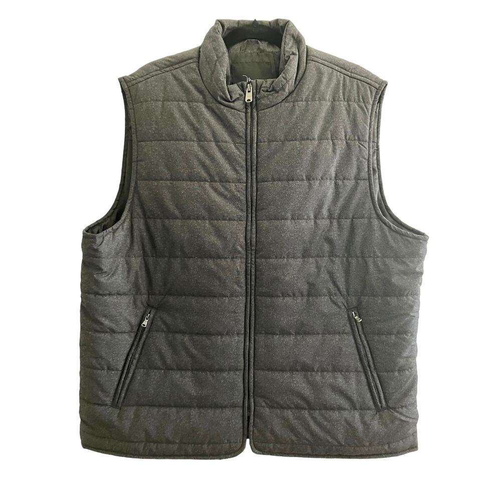 Marc Anthony Men's Gray Puffer Full Zip Vest w/ Side Zip Pickets | Size XL